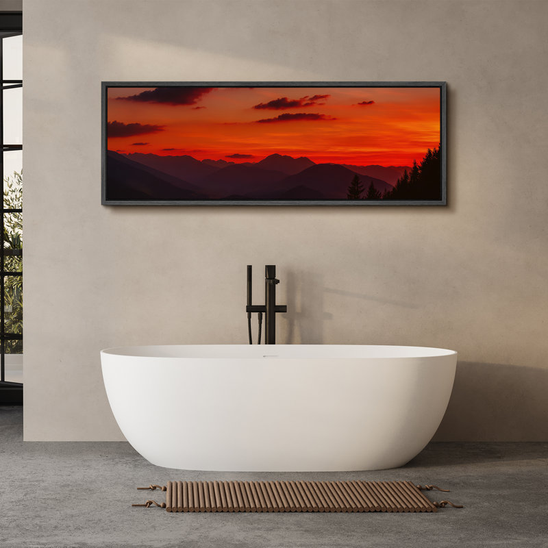 Grande impression sur toile encadrée, impression de paysage coucher de soleil pour la nature, H 20 po x l 60 po, Noir