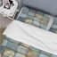 Ensemble de housse de couette bleu et or délavé Brick Charm I - Country-109144753