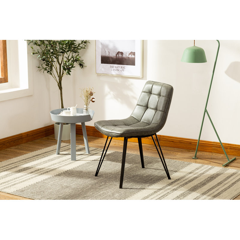 Belkis 18.9'' H Tufted Polyurethane Upholstered Side Chair, Gray