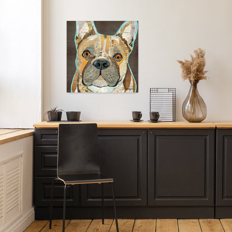 Bouledogue français, art contemporain pour chien, H 18 po x l 18 po