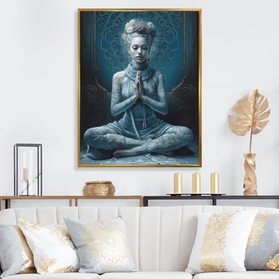 Spiritual Serenity Blue Goddess Meditation sur impression sur toile