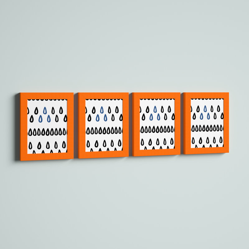 Ensemble de cadres muraux 4 pièces Fernald, 8 po x 10 po, Orange