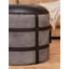 Pouf rond en fer et en cuir fabriqué à la main écologique (22,5 po x 22,5 po x 21 po) Williston Forge-414517865