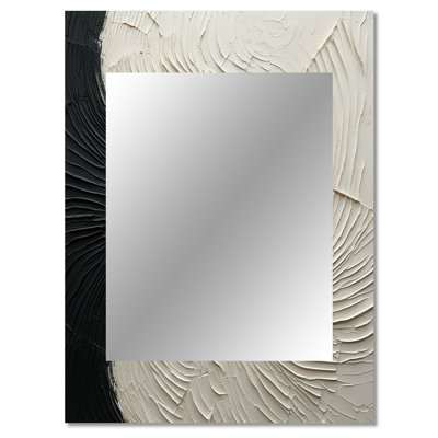 Minimalism Black And White Paint Reunion - Coastal Unique Wall Mirror Decor, Cream Large Mirror, Printed Metal Art
