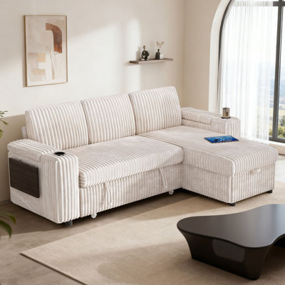 85-Inch 3-Seater Sofa Bed With Adjustable Backrest, Foldable Coffee Table, Cup Holders, Usb & Type C Ports, Storage Pockets, Perfect For Home, Hotel, Apartment, And Dorm