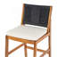 4 pièces Tabouret de bar extérieur noir en bois d'acacia massif et osier tissé Arly