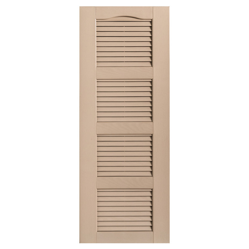 Cathedral Top Four-style Open Louvre Shutters Pair, 12", 40", Sandstone