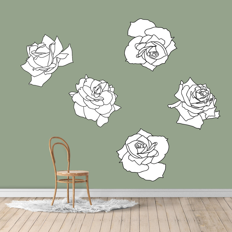 Décalcomanie murale à motif roses, H 18 po x l 18 po