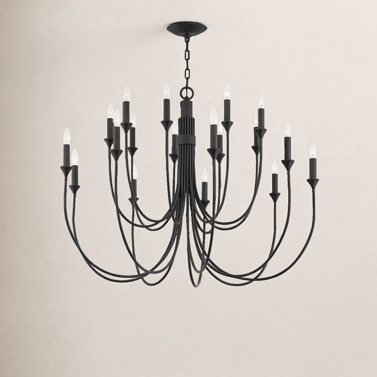 18 - Light Dimmable Chandelier, Forged Iron