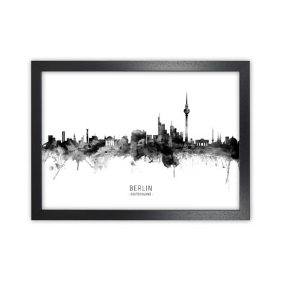 Berlin Germany Skyline Black White City Name by Michael Tompsett - 1 Piece Wall Art