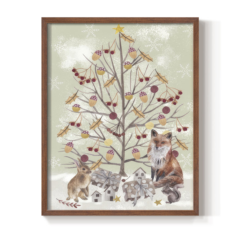 Collection Christmas Time, reproduction encadrée B - bois massif, H 21 po x l 17 po, Noyer