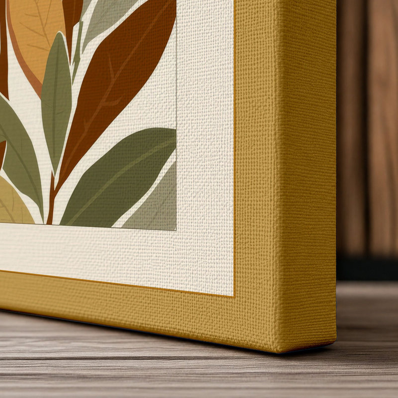 Leaf Study in Watercolour Botanical 1 Piece Wrapped Canvas Wall Art, 30x20 - 76.2 x 50.8 cm, Ochre Border