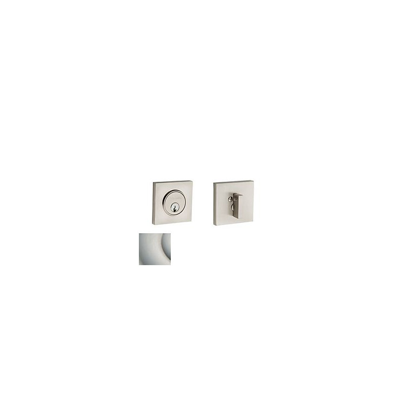 Contemporary Square Single Cylinder Deadbolt, Lifetime (PVD) Satin Nickel