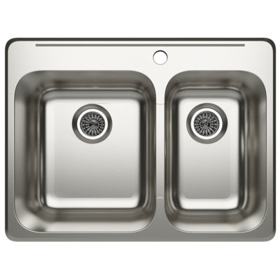 Cantrio KSS-521 27.75-Inch 18-Gauge 304 Stainless Steel Top Mount Double Bowl Kitchen Sink