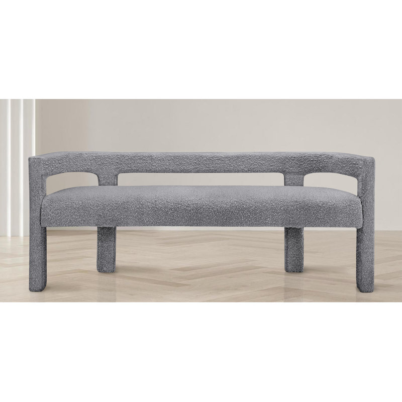 Cedernier Upholstered Boucle Bench, Gray
