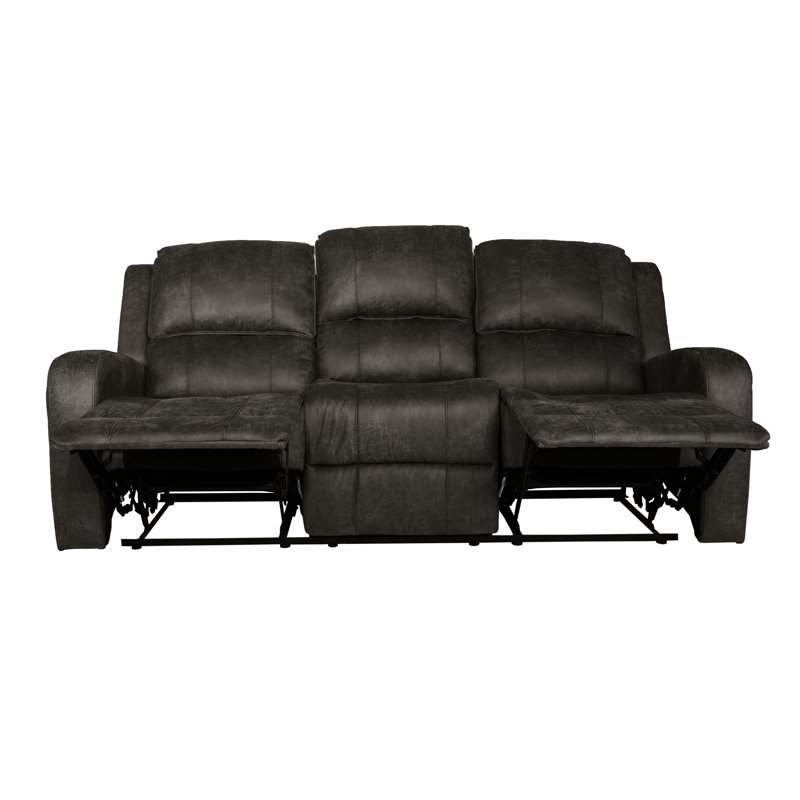 Zarely Upholstered 78'' Reclining Sofa, Smoke Leather