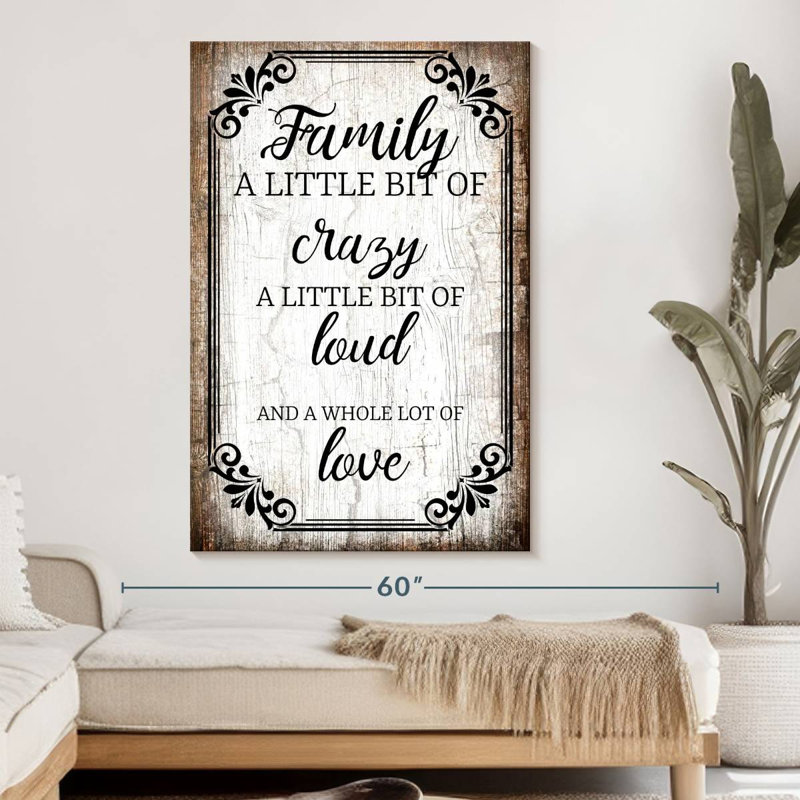 «Family Love Quote II», reproduction sur toile, H 34 po x l 51 po x P 1,25 po