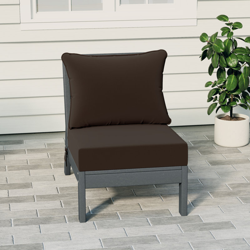 Deep Seating Armless Chair With Cushions, Brown, Gray