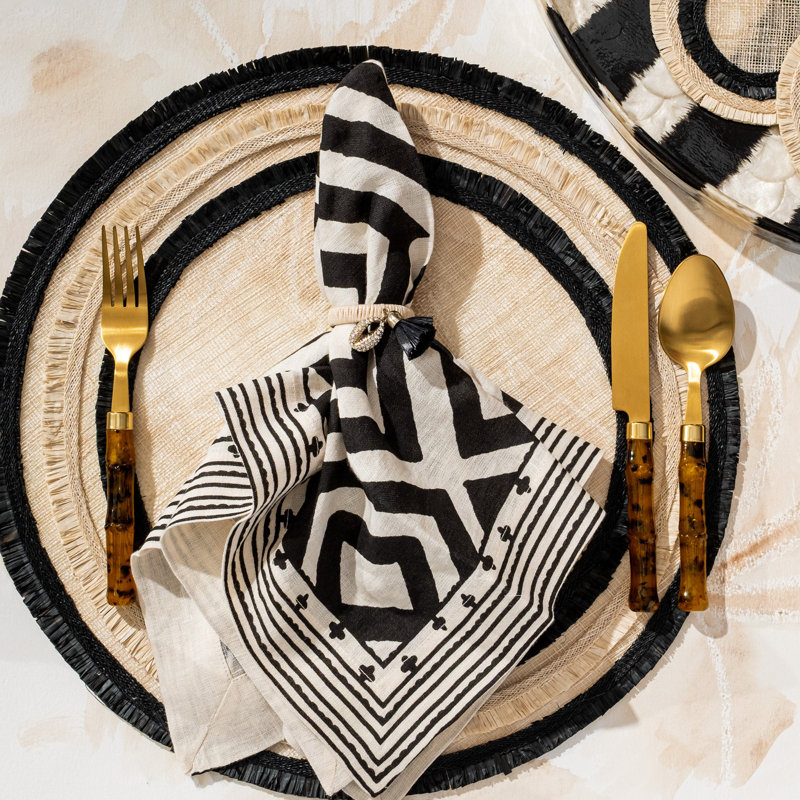 100% Abaca Round Placemats, Black