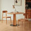 Burlywood Round Solid with Iron Dining Table For Dining Room/Kitchen-1418958825