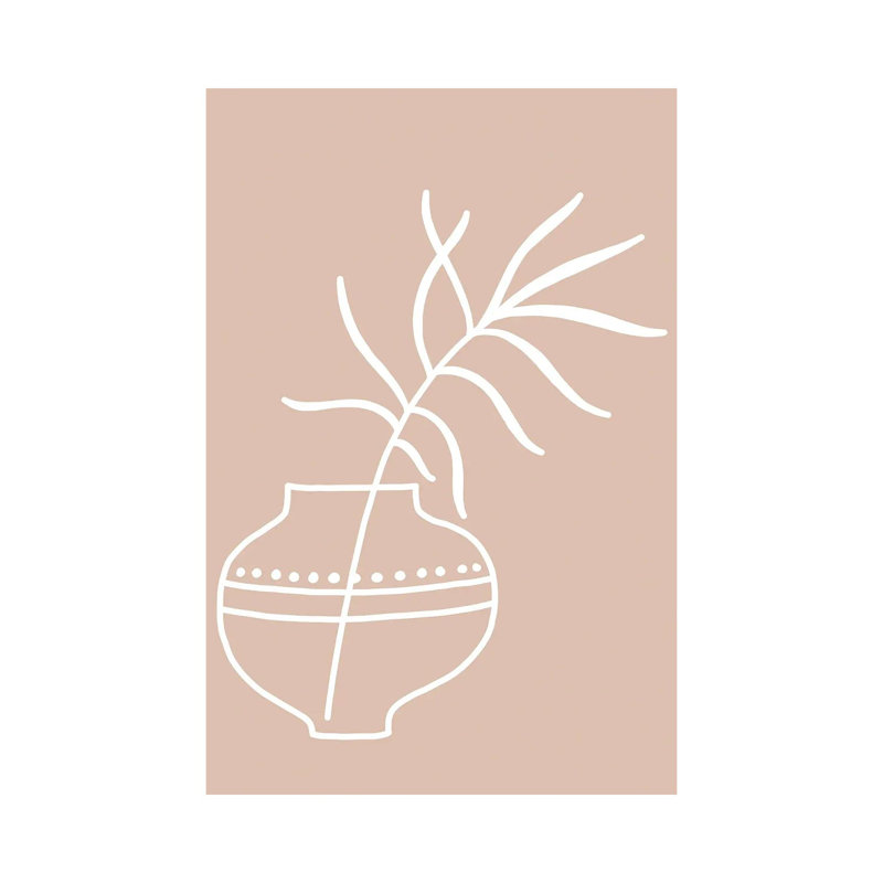 Inspired Pink Plant Silhouette Line Boho by Pixy Paper - Gallery-Wrapped Canvas Giclée on Canvas, 30.48 cm H x 45.72 cm W