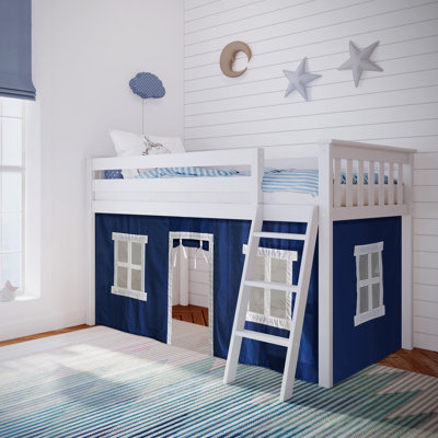 Lit mezzanine simple en bois massif avec rideau Ethridge Kids