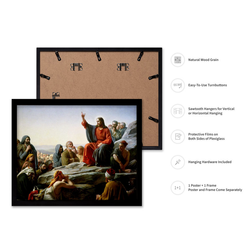 Sermon sur la montagne, Cadre noir, Affiche, H 11 po x l 14 po
