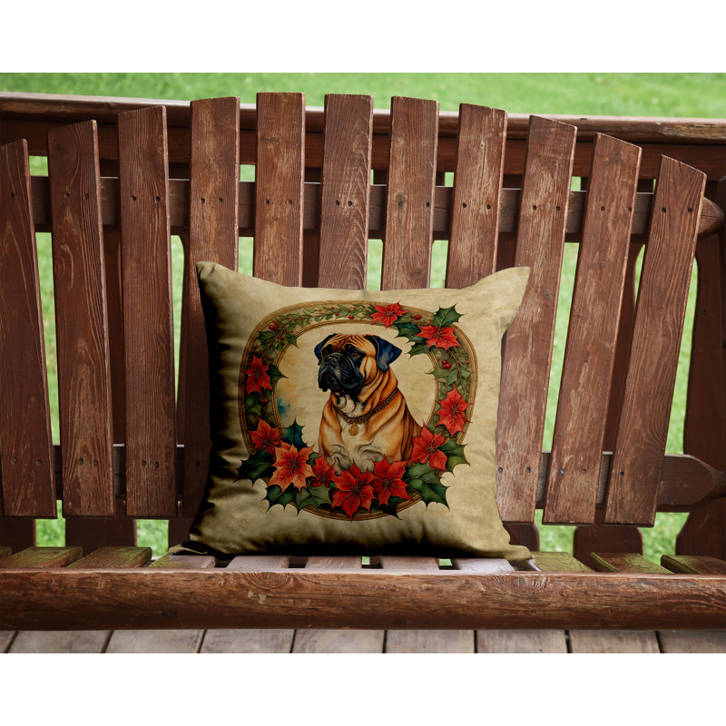 Coussin Christmas, 14 po x 14 po, Carré, Bullmastiff