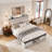 Full Bed Frame with Upholstered Headboard and Wood Platform-1047012316-1047012315