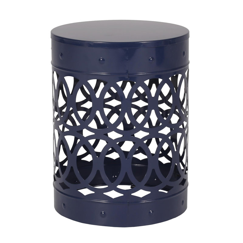 Outdoor Metal S/2 End Table, Navy Blue