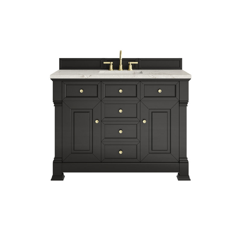 Brookfield 48'' W Single Vanity, Widespread, Victorian Silver, Black Onyx