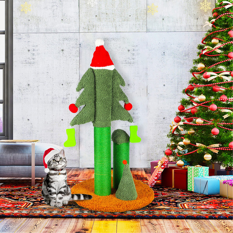 Tall Christmas Tree Cat Scratcher With 3 Posts