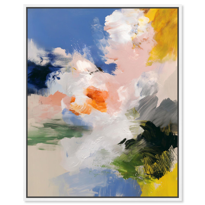«Clouds and Color I», art mural moderne par Art Remedy, H 31 po x l 25 po, Cadre flottant blanc