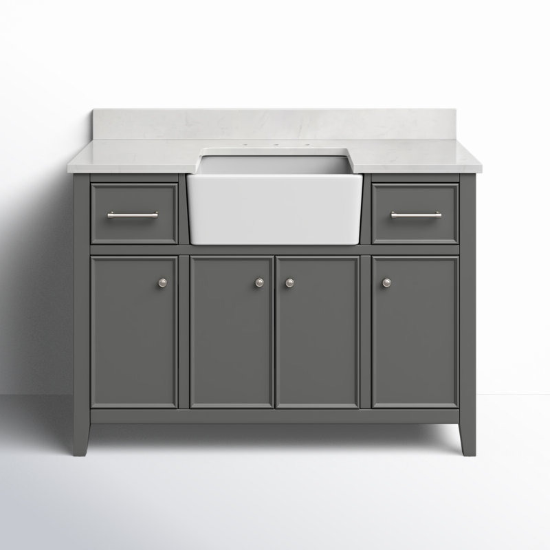 Aisa 48" Single Bathroom Vanity, Gray/Brushed Nickel