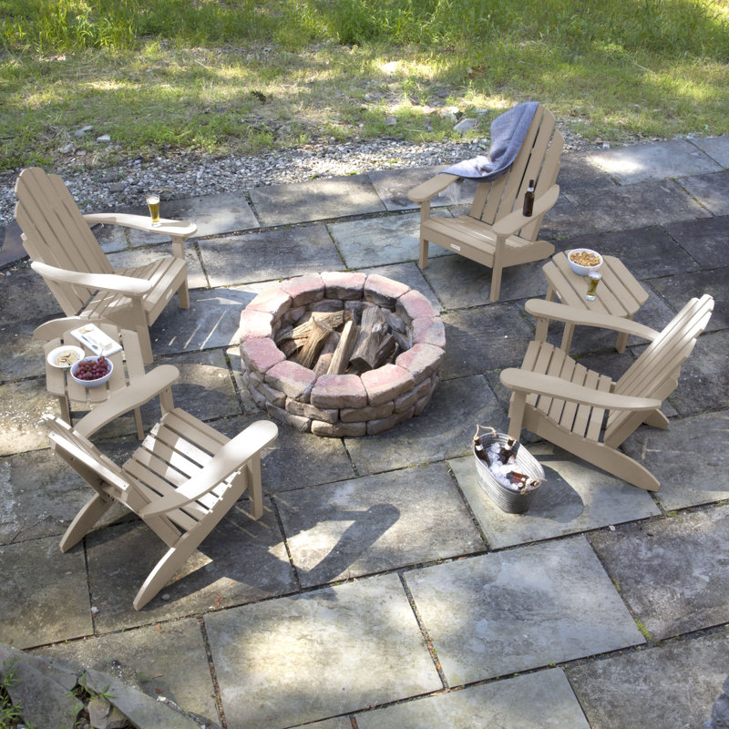 Anette Outdoor Adirondack Chair With Table, Woodland Brown