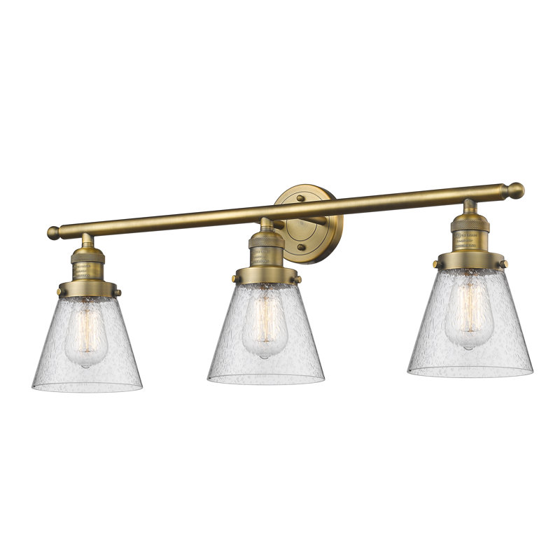 3 - Light Dimmable Vanity Light, Brushed Brass