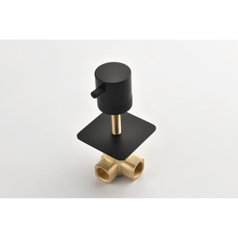 Valve en métal coulé 3/4 "haut débit - Contrôle du volume de la douche, laiton, noir mat, noir, poignée en laiton,