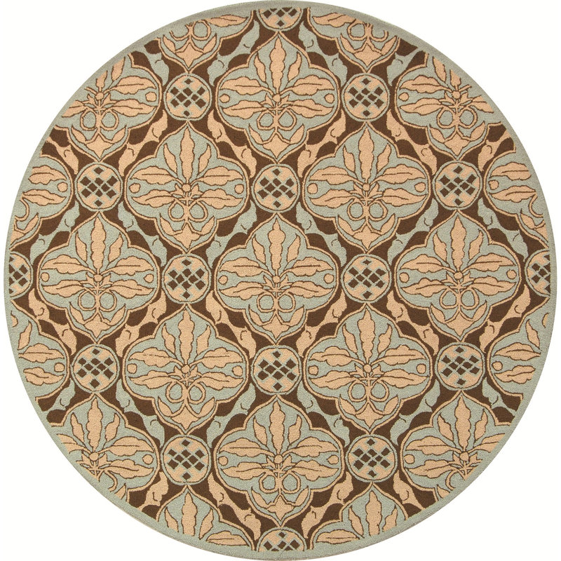 Tapis bleu en laine bouclé à la main Horsten, Rond 5 pi 6 po