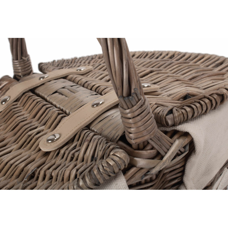 August Grove Oval Picnic Basket With White Lining