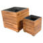 Boîte à fleurs en bois d'acacia anthracite avec doublure Bozzuto-328756536