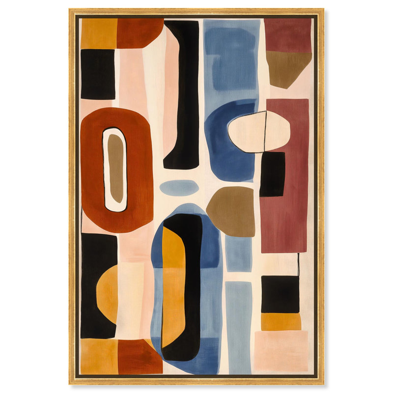 Oliver Gal Rhythmic Colorscape I Abstract - Heavy Gel Top Coat Framed Canvas Art, 55" H x 37" W, Gold