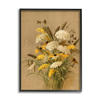 Bb-170-Vintage Daisy Bouquet, encadré sur bois par lettres et lignes
