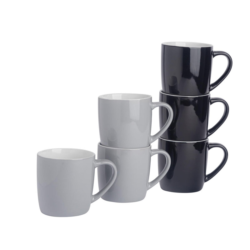 Argon Tableware - Mixed Coloured Coffee Mugs, Black/Grey