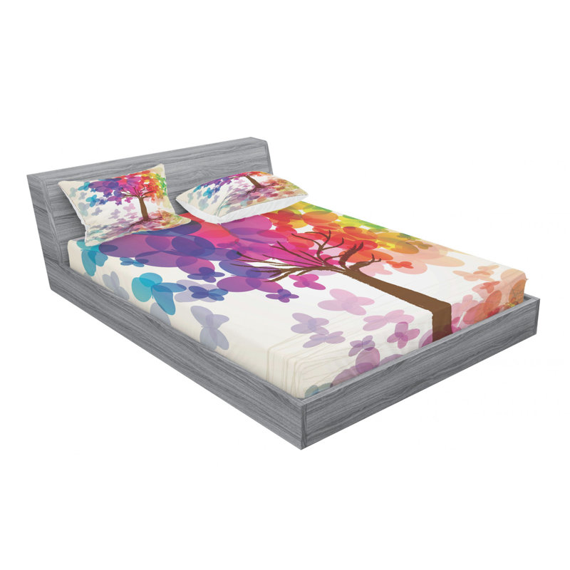 Microfiber Geometric Sheet Set, Full Sheet Set with Fitted Sheet