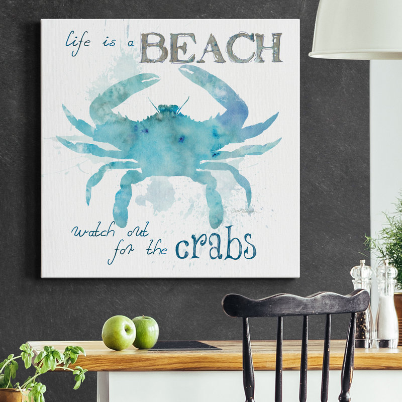 «Beach Sign Crab», reproduction sur toile tendue, H 24 po x l 24 po x P 1 po