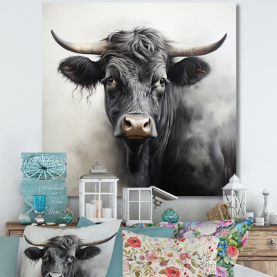 Fumée, vache noire, portrait I - vache, art mural