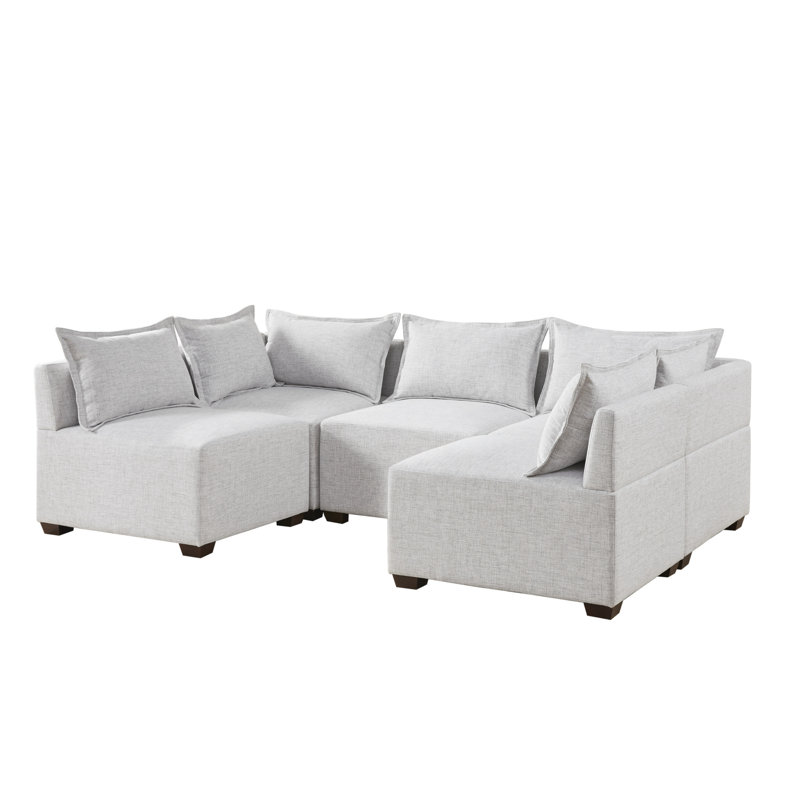 Molly 5 Piece Modular Sofa, Polyester gris argent