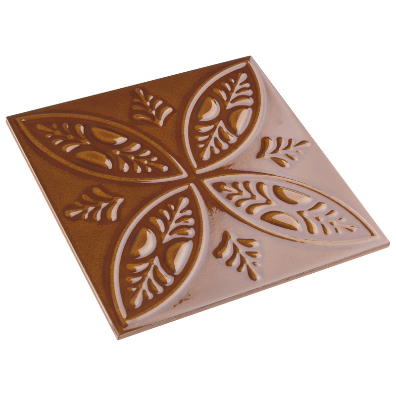 Trend 8" x 8" Ceramic Patterned Wall Tile, Orange
