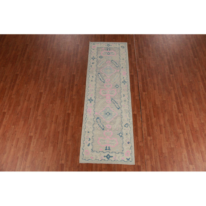 Vegetable Dye Wool Oushak Turkish Runner Rug 3x10