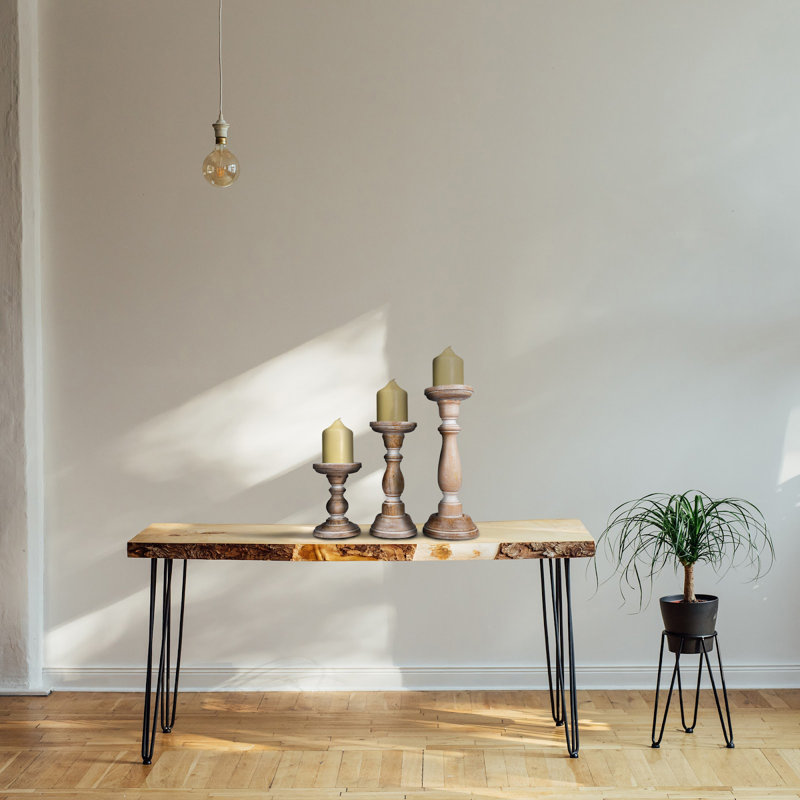 Ensemble de 3 bougeoirs en bois fabriqués à la main